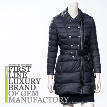 2016 Brand Design Mulheres russas com capuz Long Outwear Goose Down Coat com cinto